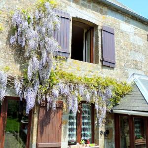 a building with purple wisterias hanging from it at Bienvenue à La Sélinière ! in Champ-du-Boult