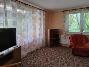 a living room with a tv and a window at Zdeňka in Vracov