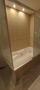 La salle de bains est pourvue d'une cabine de douche et d'une baignoire. dans l'établissement Edificio Correa, à Mendoza