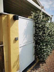 drzwi garażowe z rośliną na boku domu w obiekcie Via Subiaco guest house w mieście Marco Simone