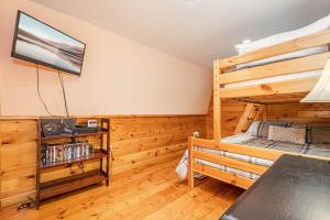 - une chambre avec 2 lits superposés et une télévision à écran plat dans l'établissement Owls Retreat, à McHenry