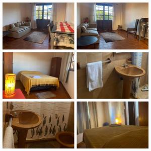 a collage of four pictures of a bathroom and a room at Dpto Céntrico con Balcón Dpto 1 in Puerto Iguazú