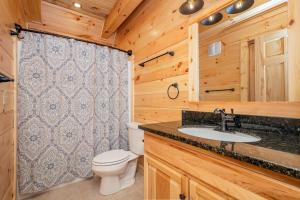 a bathroom with a toilet and a sink at Wander Inn in McHenry +28 photos