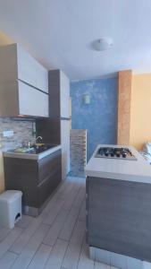 uma cozinha com um lavatório e um fogão em Isola del Giglio casa Nico e casa Camilla Monticello Giglio Porto em Giglio Castello