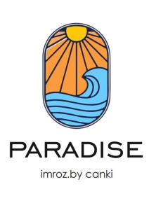 a logo for a beach in an umbrella over the ocean at Paradise İmroz Butik Otel in Gokceada Town