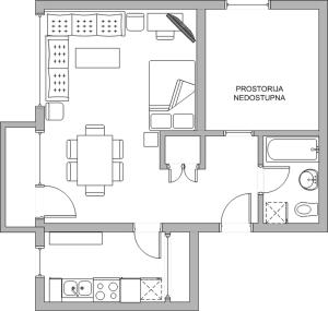 a floor plan of a studio apartment at Apartman Boba in Ruma
