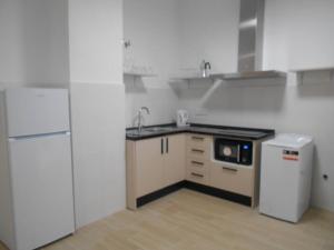 a kitchen with a sink and a refrigerator at TwinFlats 2 in Valencia