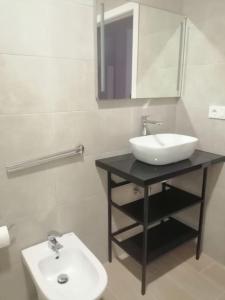 a bathroom with a sink and a mirror at TwinFlats 2 in Valencia