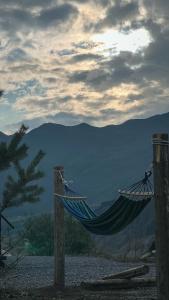 a hammock on the side of a mountain at Gagma Chalets Kazbegi in Kazbegi +11 photos