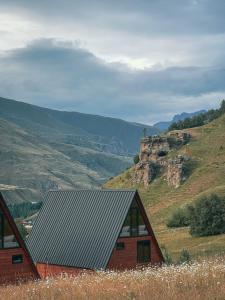 a house on top of a hill with a view at Gagma chalets in Kazbegi