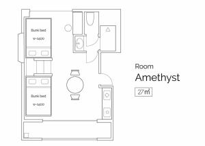 ein Schema eines Raums mit Amethyst in der Unterkunft Hotel Tokyo Hub - Vacation STAY 27688v in Tokio