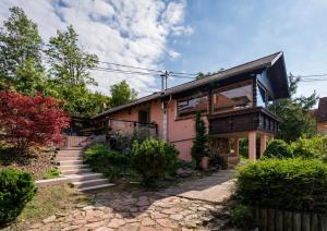 a house with stairs leading up to it at Le Grand Nichoir de la Colline - Parking - Wifi in Mutzig