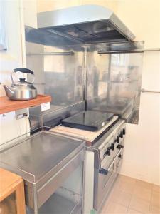 eine Küche mit einem Herd und einem Topf in der Unterkunft Blue cave Blue in Green - Vacation STAY 31673v in Fukai