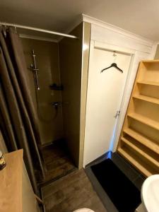 ein Bad mit einer Dusche, einem WC und einer Dusche in der Unterkunft La Luna - Danny in Heerhugowaard
