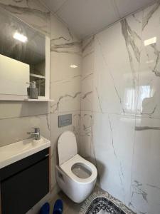 een badkamer met een toilet en een wastafel bij Lake & sea view 2 bedrooms apartments in Istanbul