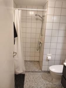 Koupelna v ubytování Perle i Aalborgs centrum, nyt, stille, grønt