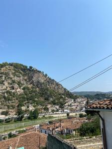 a view of a hill with houses on it at Teo’s Guest House in Berat