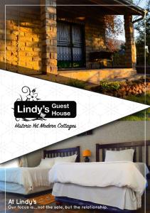 een advertentie voor een pension met een bed bij Lindy's Guesthouse in Maseru