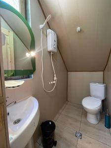 un piccolo bagno con servizi igienici e lavandino di Hotel Voisa/სასტუმრო ვოისა a Batumi