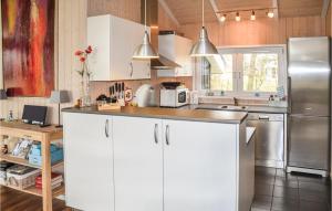 Ett kök eller pentry på Beautiful Home In Oksbl With 4 Bedrooms, Sauna And Wifi
