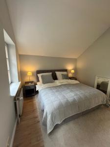 的住宿－Ostsee Traum，一间卧室配有一张大床和两盏灯。