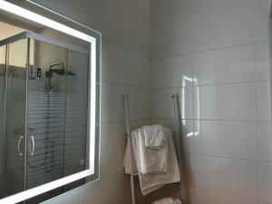 ニースにあるLes clémentinesのバスルーム(シャワー、ガラス張りのシャワー付)が備わります。