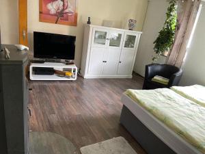 TV a/nebo společenská místnost v ubytování Gästehaus Linden