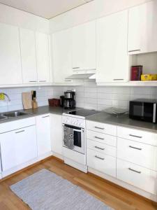 Kuchyň nebo kuchyňský kout v ubytování PASILA Modern flat centrally located
