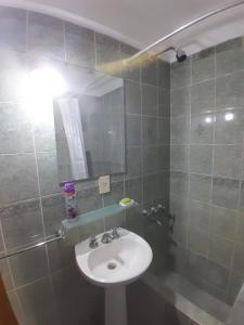 a bathroom with a sink and a mirror at LO DE CHUCHO in Don Torcuato