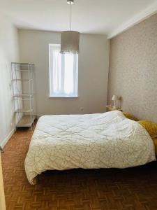 1 dormitorio con cama y ventana en Le Gîte des Hautes Côtes, en Nolay