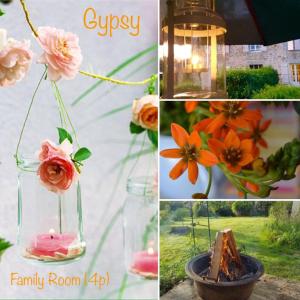 eine Collage mit Bildern von Blumen in einer Vase in der Unterkunft Domaine Charente - Familyroom Gypsy with garden (with external toilet & shower house) in Mazières