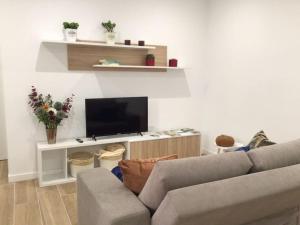a living room with a couch and a flat screen tv at HYP - Los Geranios in Redondela