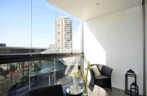 a living room with a view of a city at Ontario Point Flat only double bedroom in London