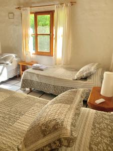 a bedroom with two beds and a window at Hostería de Montaña Las Pataguas in El Hoyo