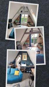 a collage of three pictures of a living room and a room at Le grenier de Mamou in Hesdigneul-lès-Boulogne