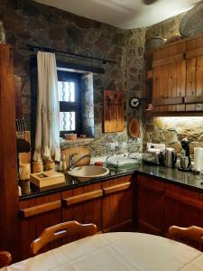 a kitchen with a sink and a counter top at FIKARDOU ALMOND PARK in Phikardhou