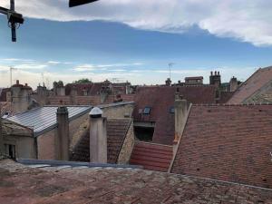 a view of roofs of buildings in a city at Le nid d’aigles in Dole