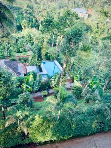 an aerial view of a garden with a pool at LetStay Misty Wind Holiday Homes in Vythiri