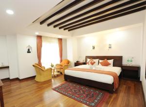 1 dormitorio con 1 cama grande en una habitación en Apsara Boutique Hotel, en Katmandú