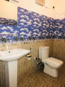 a bathroom with a toilet and a sink at Darshani Lodge in Sigiriya