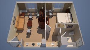 a rendering of a living room with a floor plan at Courtyard by Marriott Birmingham Downtown at UAB in Birmingham