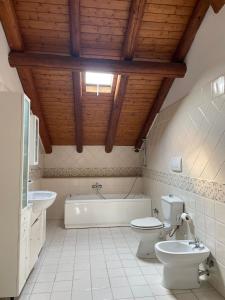 a bathroom with a tub and a toilet and a sink at Agriturismo Gianferrante in Paterno