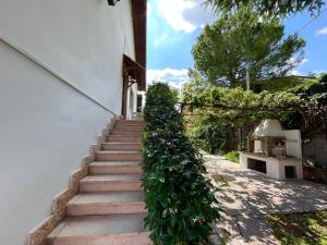 un escalier menant à un bâtiment avec une plante verte dans l'établissement Appartamento 2, Villa Magnolia, 64mq, Lago di Garda, à Peschiera del Garda