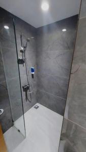eine Dusche mit Glastür im Bad in der Unterkunft Hotel Suba Elite Vadodara in Vadodara