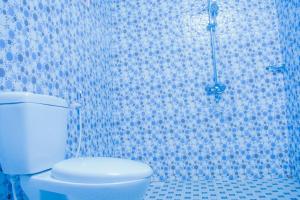 a bathroom with a toilet and a shower at Mzunguu Safari Lodge in Usa River