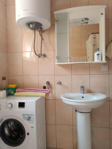 ein Badezimmer mit Waschmaschine und Waschbecken in der Unterkunft Apartment Pantovic in Plužine + 25 Fotos