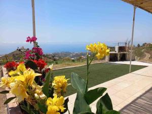 een bos bloemen op een patio bij Casa vistas inmejorables in Caserío Carraspite