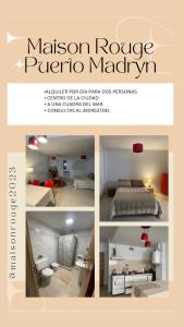 un collage di quattro foto di una camera da letto di Maison Rouge Puerto Madryn a Puerto Madryn