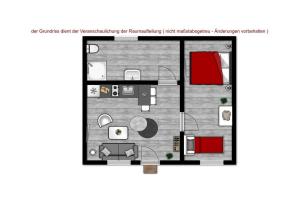 a floor plan of a small apartment at Bungalow Mariannenweg 4 in Tarnewitz