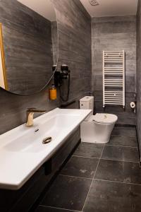 a bathroom with a white sink and a toilet at Casa Zielinski Sighișoara in Sighişoara